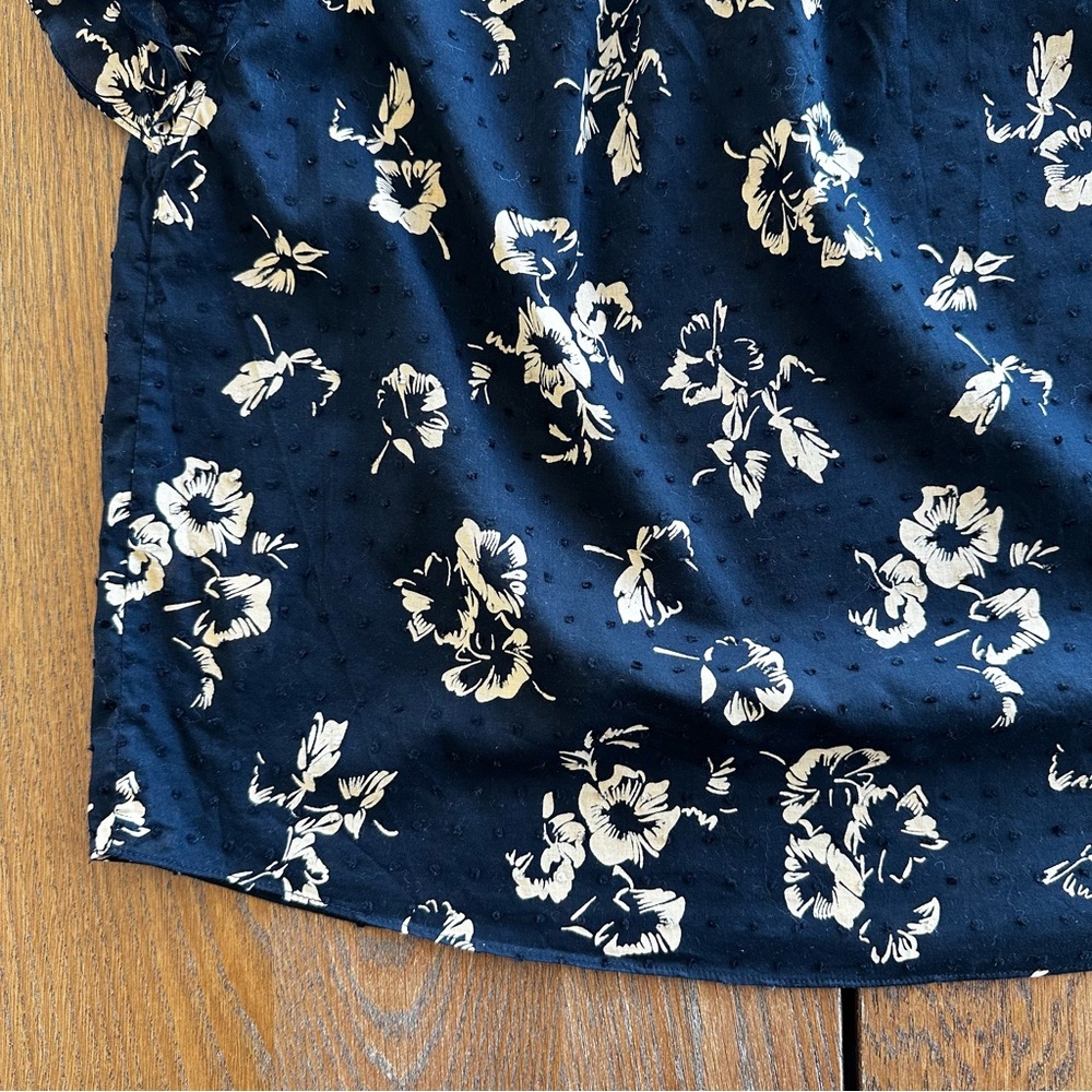 Joie Marlina Waterfall Ruffle Sleeve V-Neck Floral Popover Top Caviar Size M - Picture 10 of 16